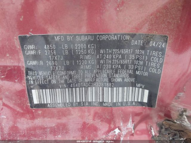 2024 SUBARU OUTBACK 4S4BTADC2R3281882 Photo 8