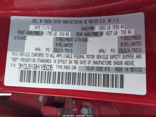 3MYDLBYV9HY165035 Toyota p5v