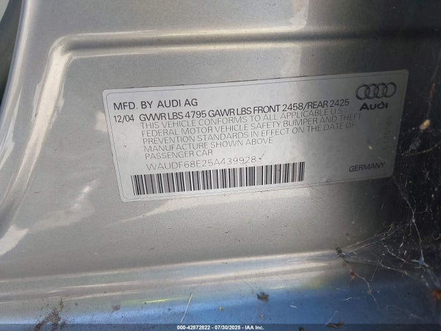 2005 AUDI A4 WAUDF68E25A439928 Photo 8