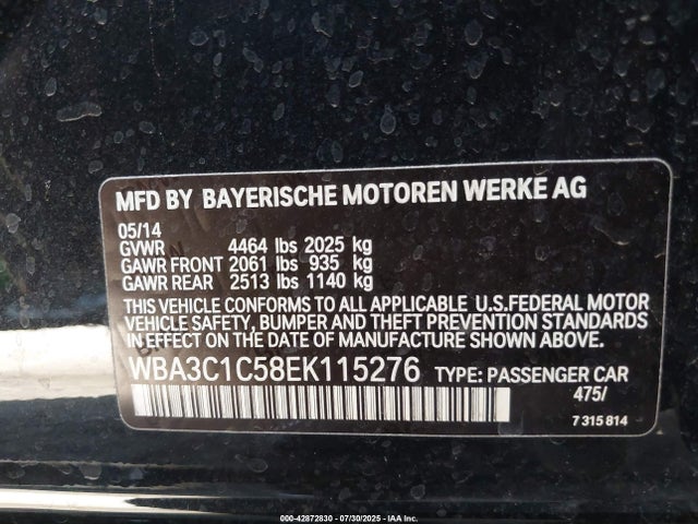 WBA3C1C58EK115276 BMW 328I