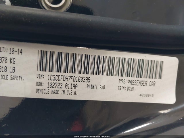 1C3CDFDH7FD160399 Dodge 2015