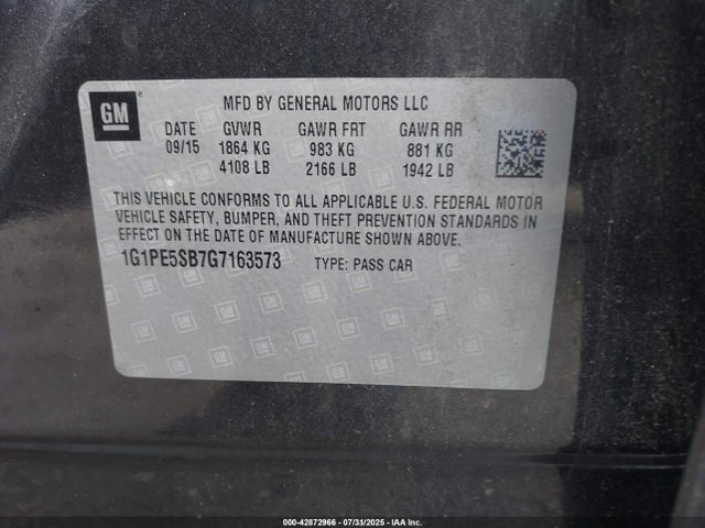 1G1PE5SB7G7163573 Chevrolet luv - vvt, alum, e85 max