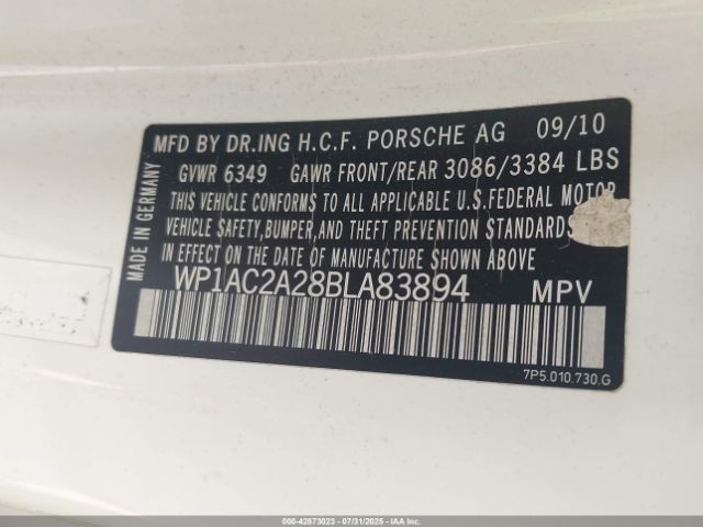 2011 PORSCHE CAYENNE WP1AC2A28BLA83894 Photo 8