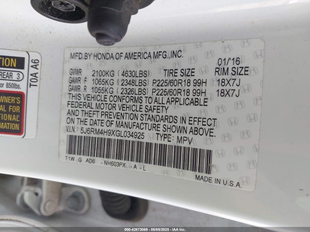 5J6RM4H9XGL034925 Honda k24w9