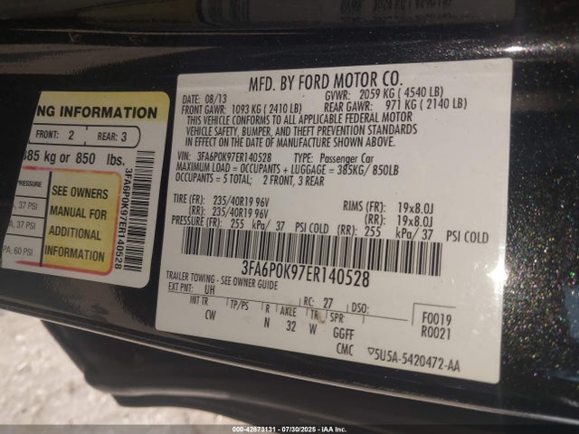 Ford Fusion 2014 3FA6P0K97ER140528 Image 9