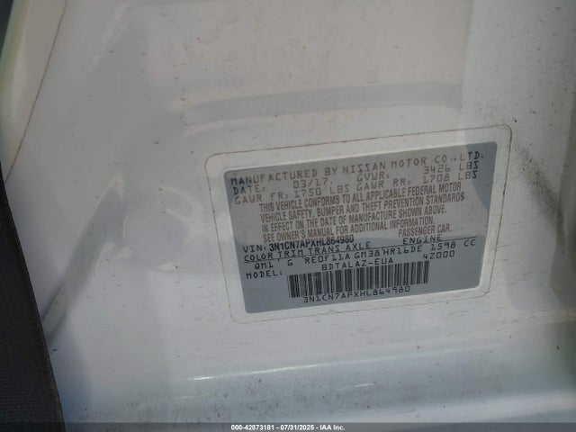 3N1CN7APXHL864980 Nissan Versa