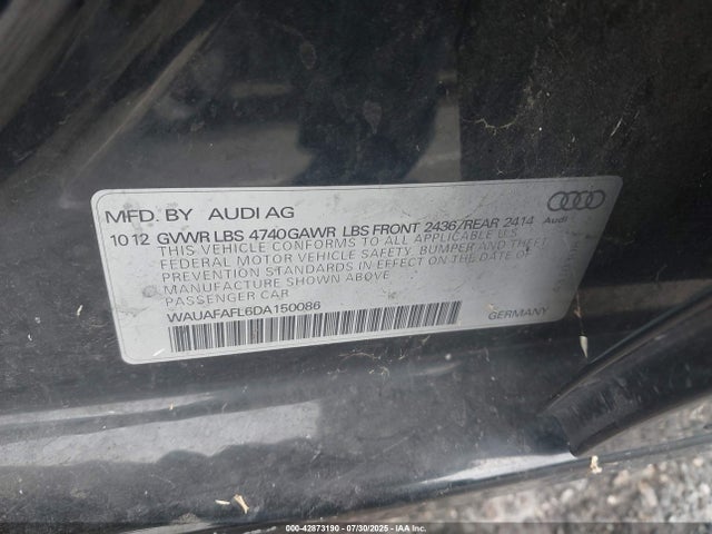 2013 AUDI A4 WAUAFAFL6DA150086 Photo 8