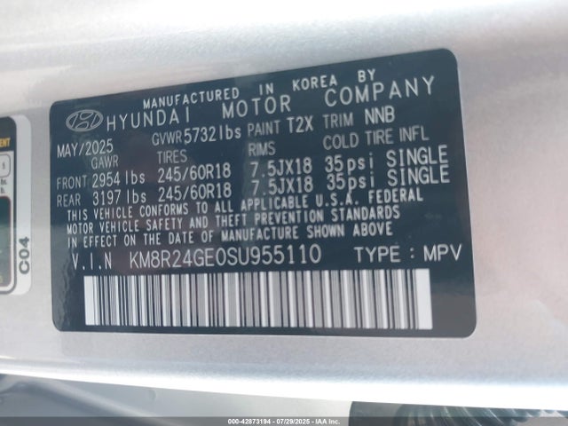 KM8R24GE0SU955110 Hyundai gdi lambda ii