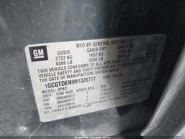1GCGTDEN8H1326717 Chevrolet lg2 - di: direct injection, vvt: variable valve timing, alum, var2, gen2
