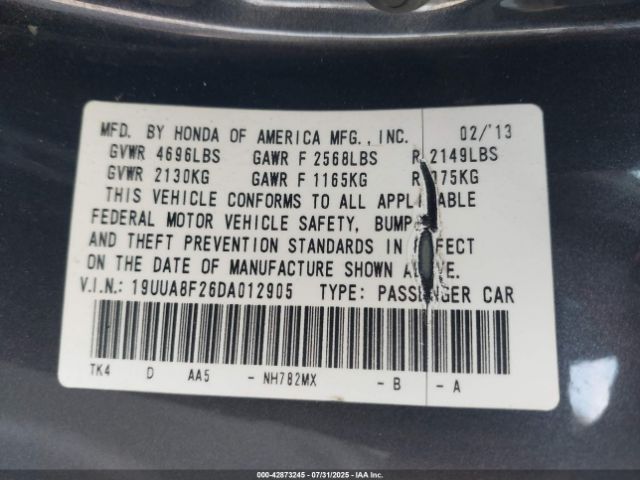 2013 ACURA TL 19UUA8F26DA012905 Photo 8