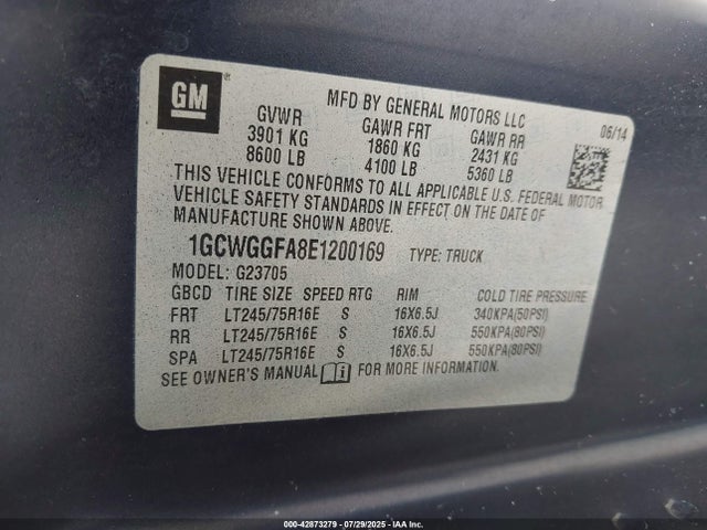 1GCWGGFA8E1200169 Chevrolet l20 - flex fuel(gas/ethanol), iron