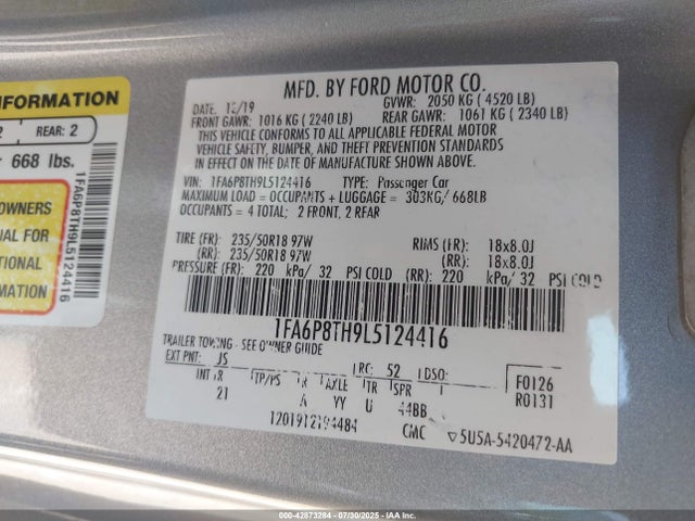 2020 FORD MUSTANG 1FA6P8TH9L5124416 Photo 8