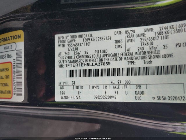 Ford 2020 2020 1FTER1EH5LLA37659 Image 9