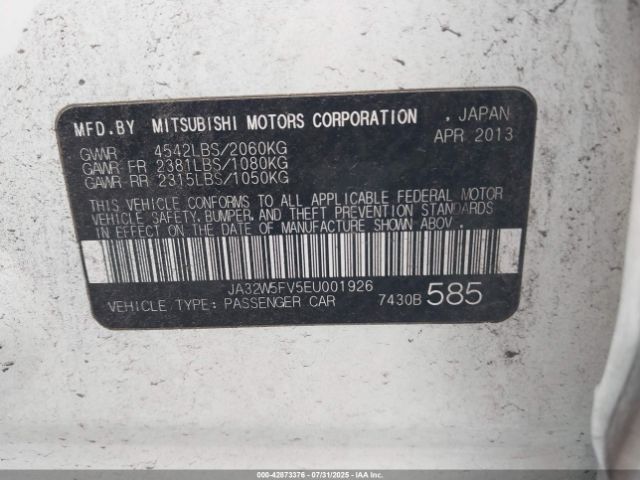 2014 MITSUBISHI LANCER EVOLUTION JA32W5FV5EU001926 Photo 8