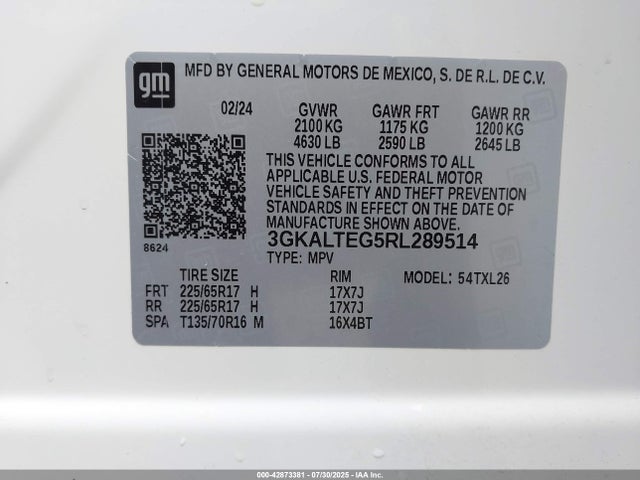 3GKALTEG5RL289514 GMC lsd