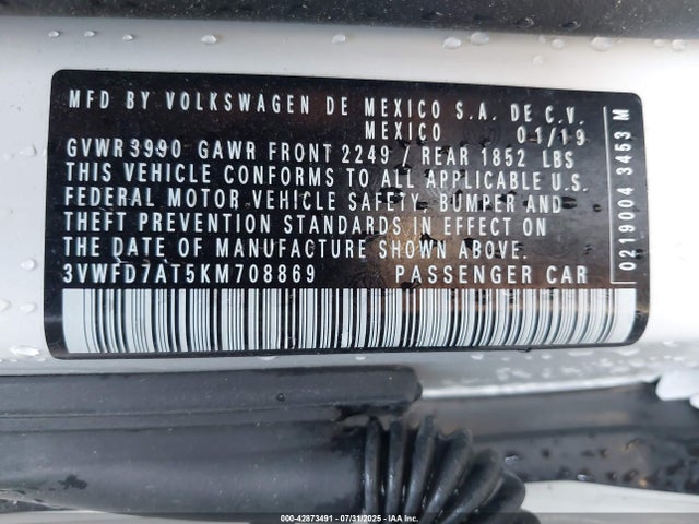 3VWFD7AT5KM708869 Volkswagen Beetle
