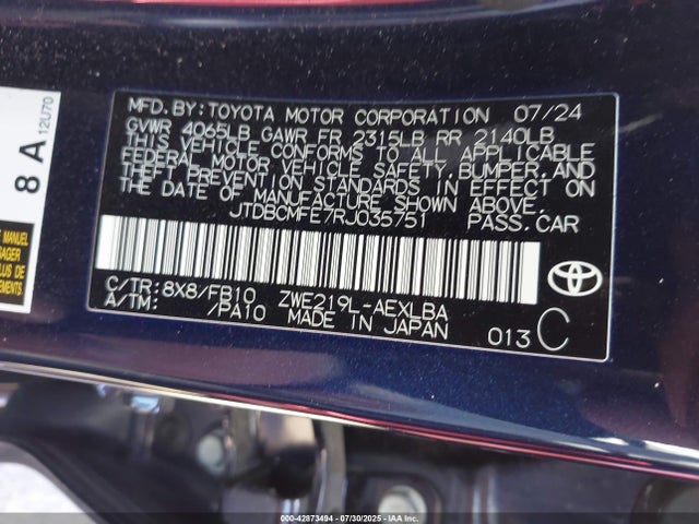 Toyota 2zr-fxe 2024 JTDBCMFE7RJ035751 Image 9