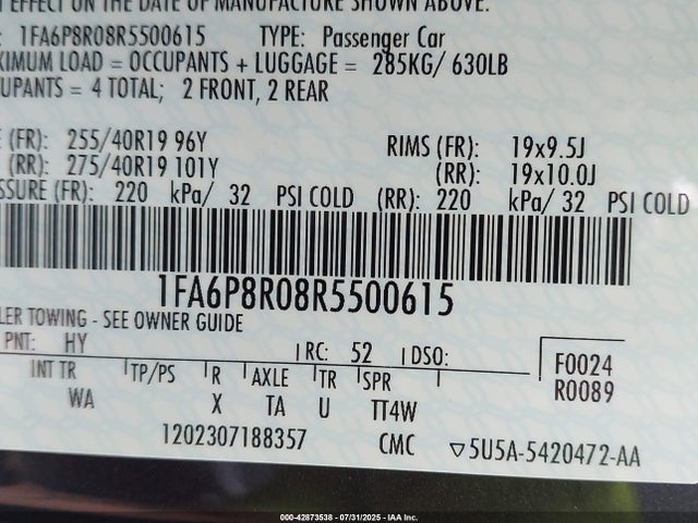 1FA6P8R08R5500615 Ford 4v