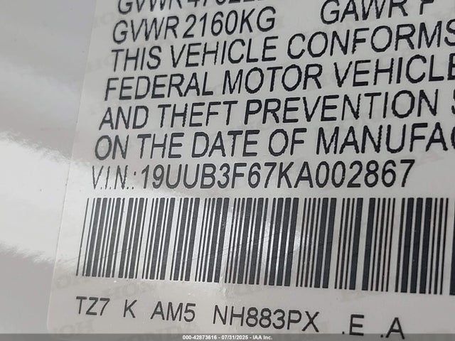 19UUB3F67KA002867 Acura j35y6