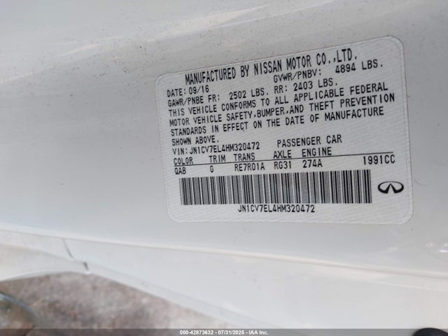 Infiniti 2017 2017 JN1CV7EL4HM320472 Image 9