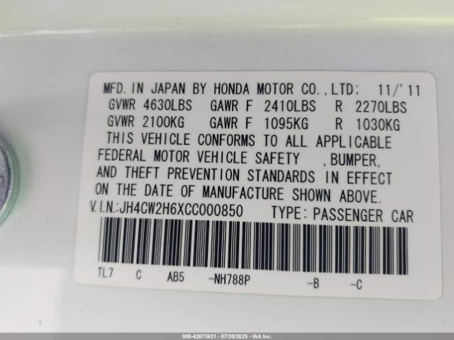 2012 ACURA TSX JH4CW2H6XCC000850 Photo 8