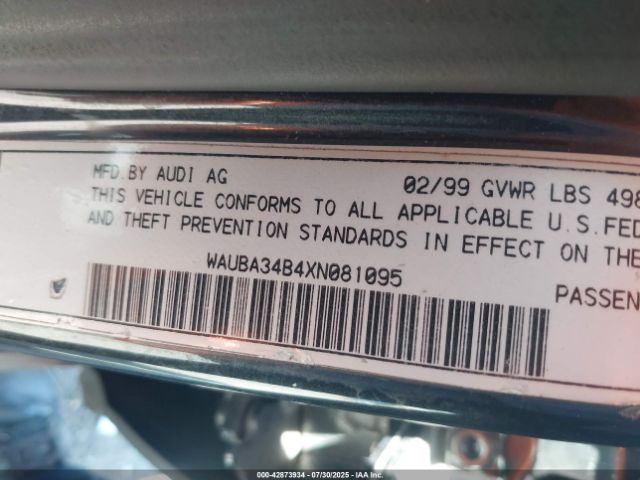 1999 AUDI A6 WAUBA34B4XN081095 Photo 8
