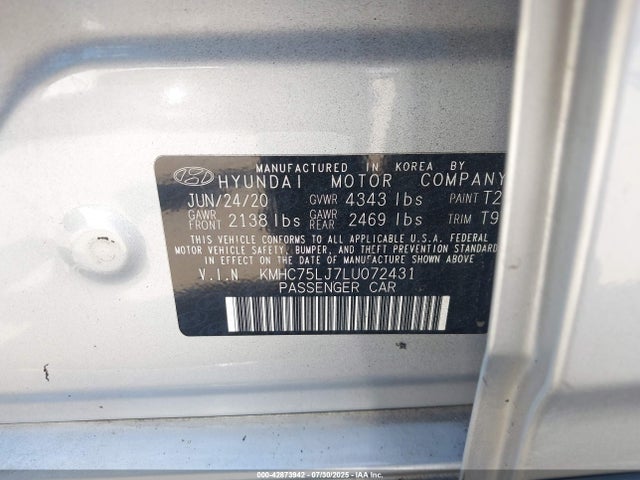 KMHC75LJ7LU072431 Hyundai hmc battery