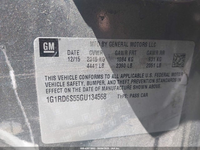1G1RD6S55GU134568 Chevrolet l3a - di, vvt, hybrid, gen 1
