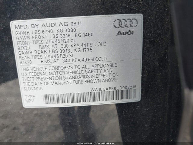2012 AUDI Q7 WA1LGAFE6CD002215 Photo 8