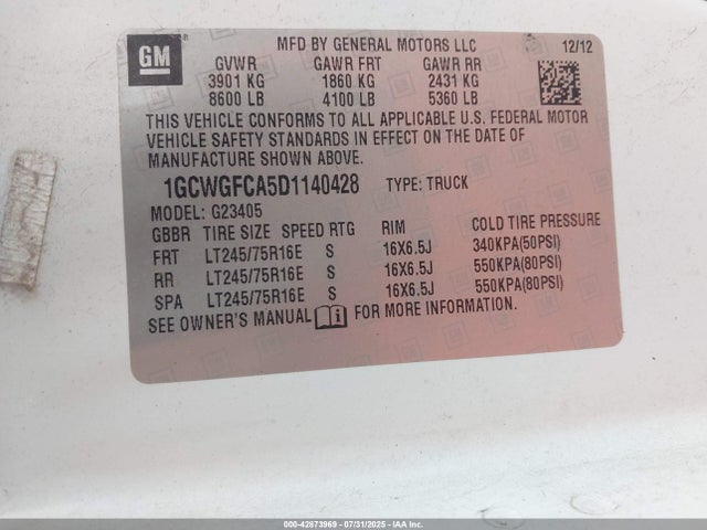 2013 CHEVROLET EXPRESS 2500 1GCWGFCA5D1140428 Photo 8