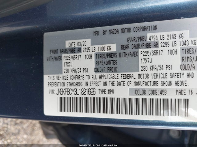 Mazda py cylinder deactivation 2020 JM3KFBCM3L1821696 Image 9
