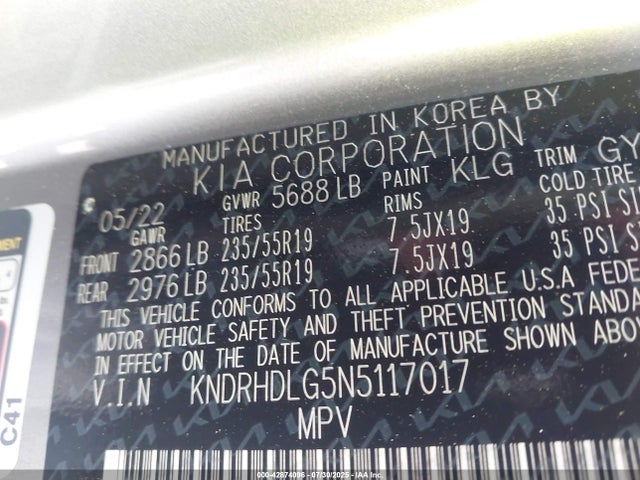 KNDRHDLG5N5117017 KIA t-gdi gamma-ii