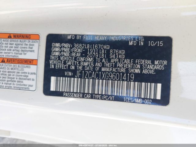 2016 SUBARU BRZ JF1ZCAC1XG9601419 Photo 8