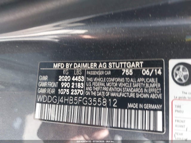 Aukcja sprzedaży 2015 Mercedes-benz C 250, vin: WDDGJ4HB5FG355812, numer aukcji: 42874132