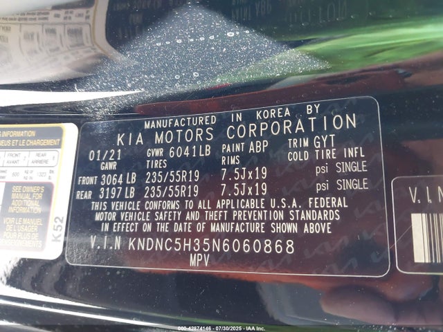 KNDNC5H35N6060868 KIA gdi lamda iii