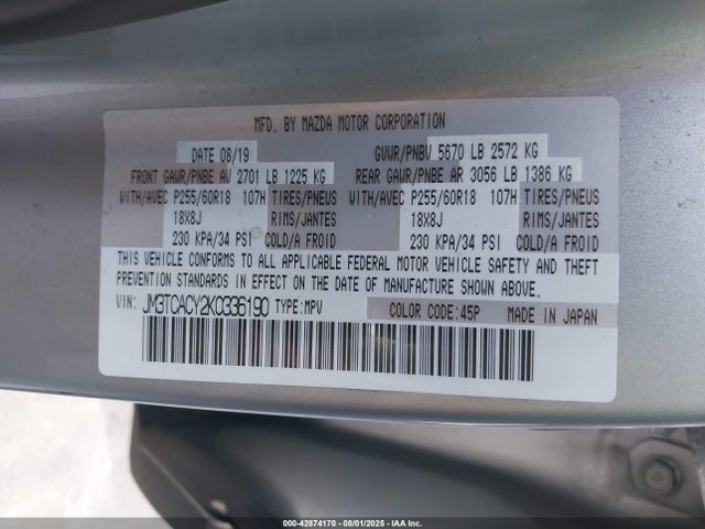 Mazda py turbo 2019 JM3TCACY2K0336190 Image 9
