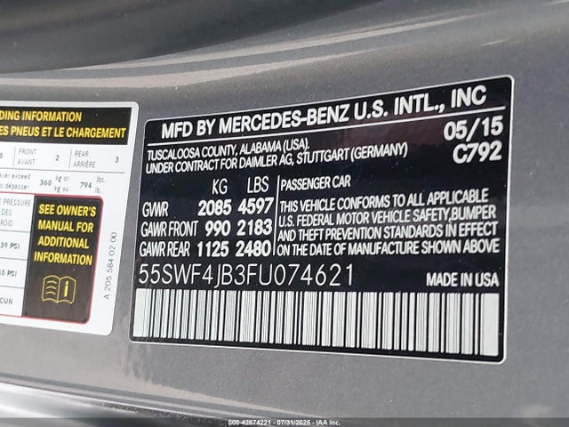 Mercedes-Benz C-Class 2015 55SWF4JB3FU074621 Image 9