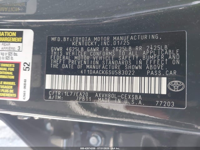 Toyota a25a-fxs 2025 4T1DAACK6SU583022 Image 9