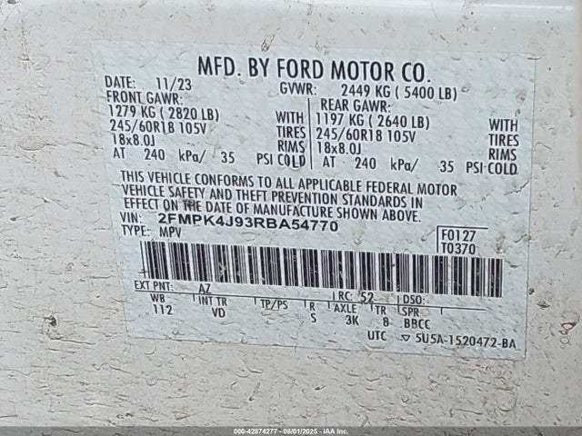Ford gtdi 2024 2FMPK4J93RBA54770 Image 9