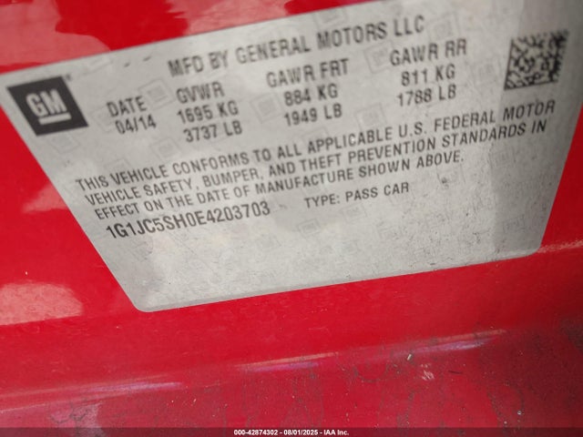 1G1JC5SH0E4203703 Chevrolet luw