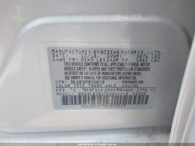 3N1AB7AP9KY249119 Nissan 2019