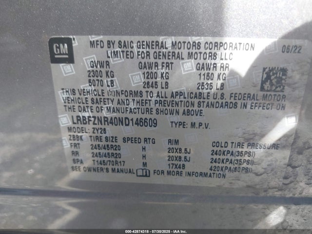 Buick lsy 2022 LRBFZNR40ND146609 Image 9