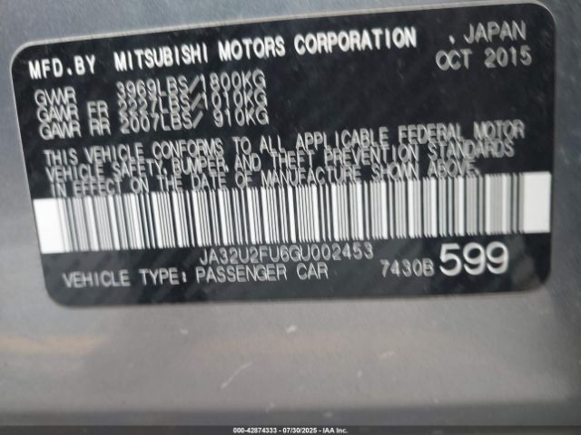 2016 MITSUBISHI LANCER JA32U2FU6GU002453 Photo 8