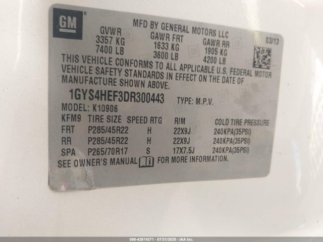 2013 CADILLAC ESCALADE ESV 1GYS4HEF3DR300443 Photo 8