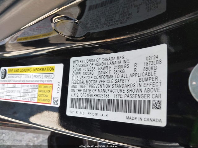 Honda l15b7 2024 2HGFE1F94RH326188 Image 9
