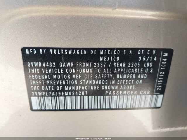 Volkswagen 2014 2014 3VWPL7AJ9EM624287 Image 9