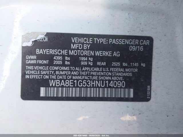 WBA8E1G53HNU14090 BMW 2017