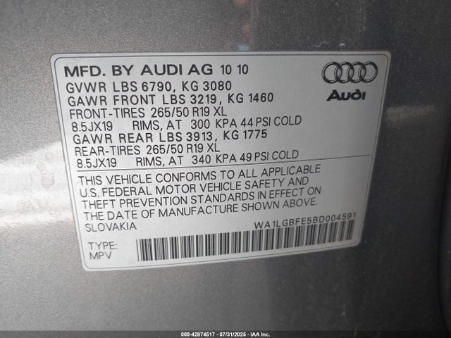 2011 AUDI Q7 WA1LGBFE5BD004591 Photo 8