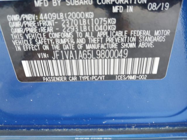 2020 SUBARU WRX JF1VA1A65L9800049 Photo 8