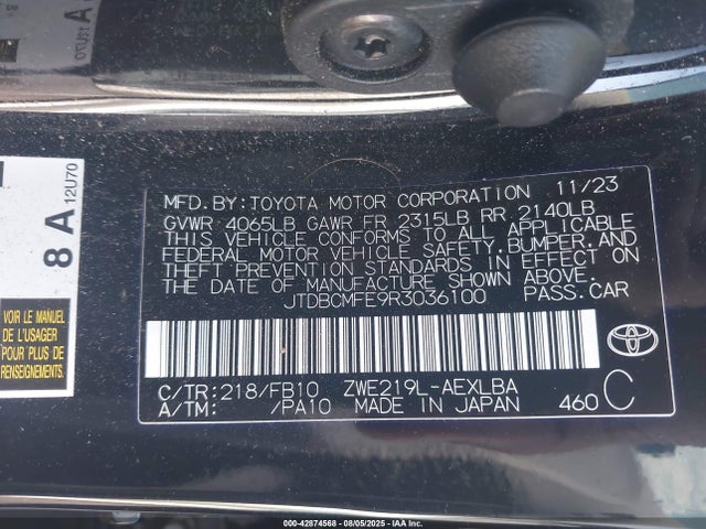 JTDBCMFE9R3036100 Toyota 2zr-fxe